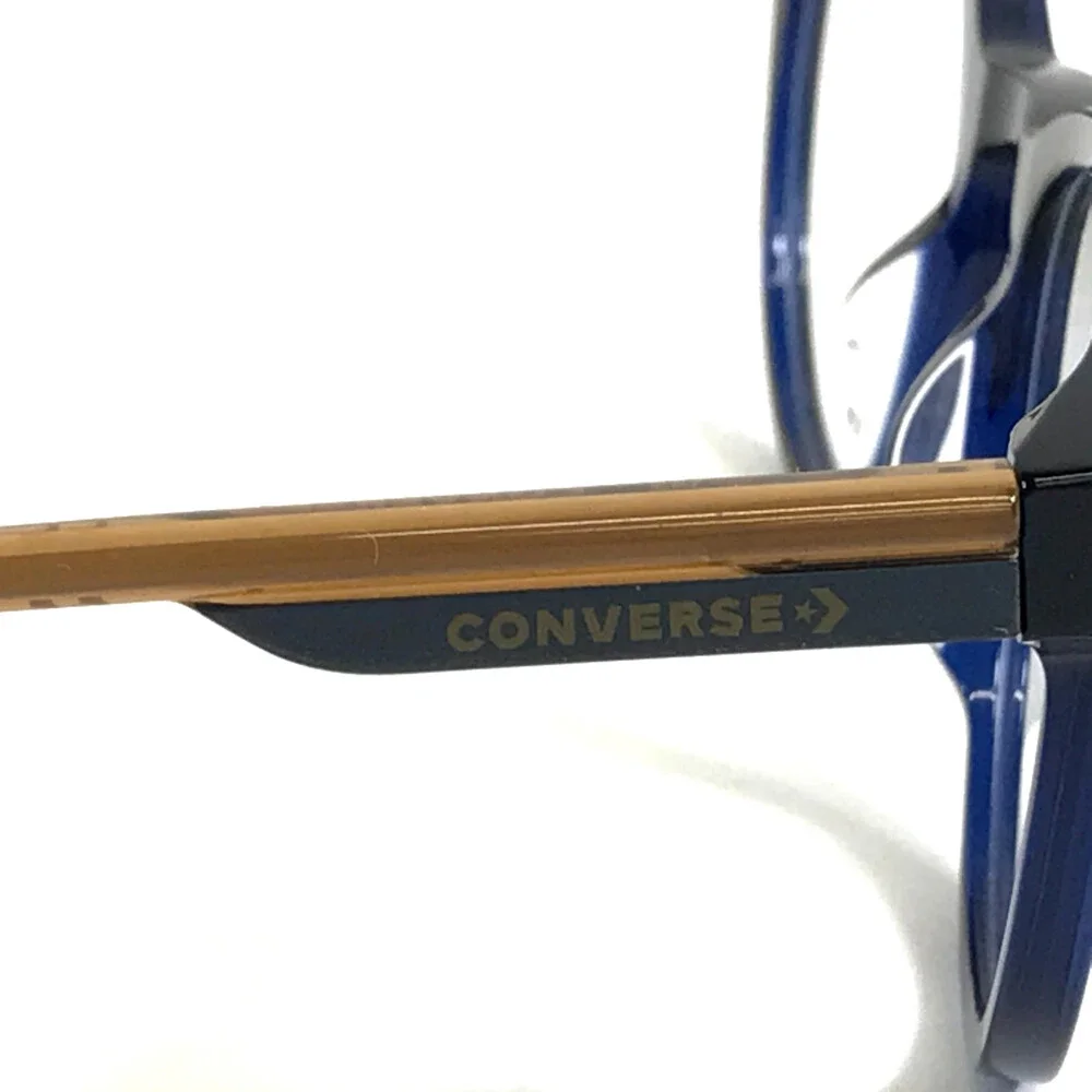 Converse Eyeglasses Frames CV5007 411 Shiny Blue Brown Round Full Rim 51-20-145